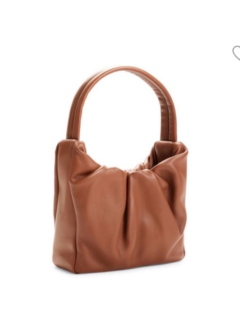 STAUD Felix Ruched Leather Top Handle Bag Brown 🤎